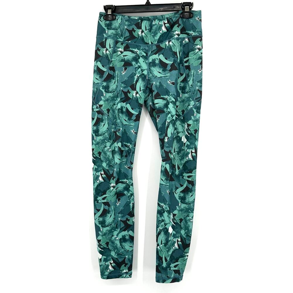 Patagonia Size Medium Full Length Leggings Green Abstract Print Pattern Athletic